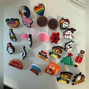 24 straw charms toppers decor silicone